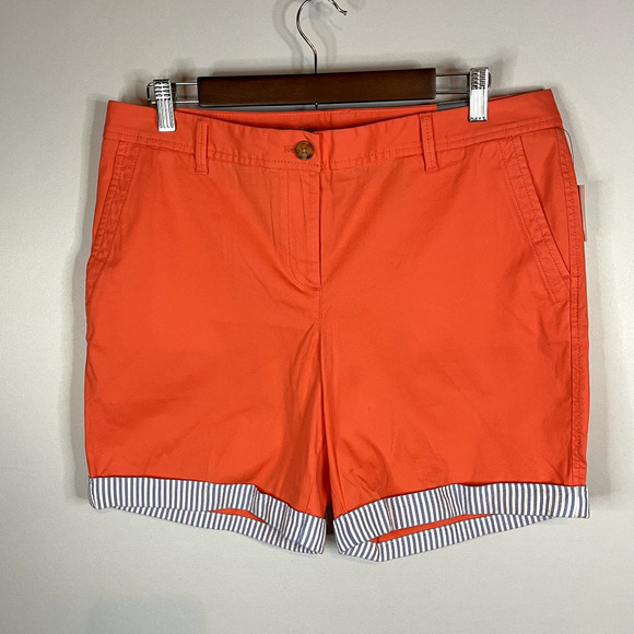 NWT Talbots Relaxed Chino Shorts 7" Inseam Bright Orange / Pink Color Size 8 - Picture 1 of 6
